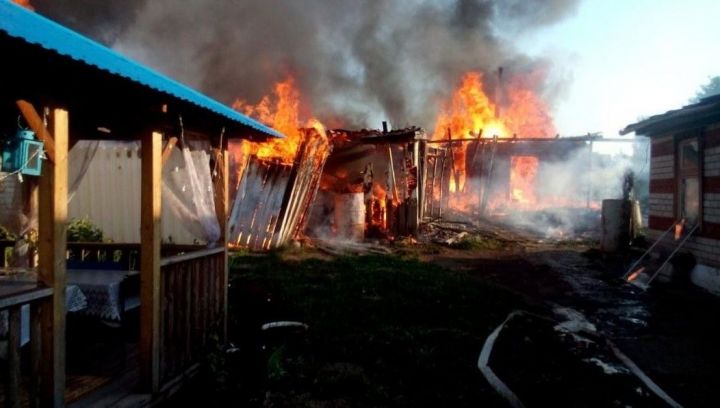 В Нижнекамском районе во время пожара сгорели постройки на двух участках