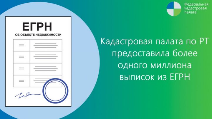 Кадастровая палата по Республике Татарстан предоставила более одного миллиона выписок из ЕГРН