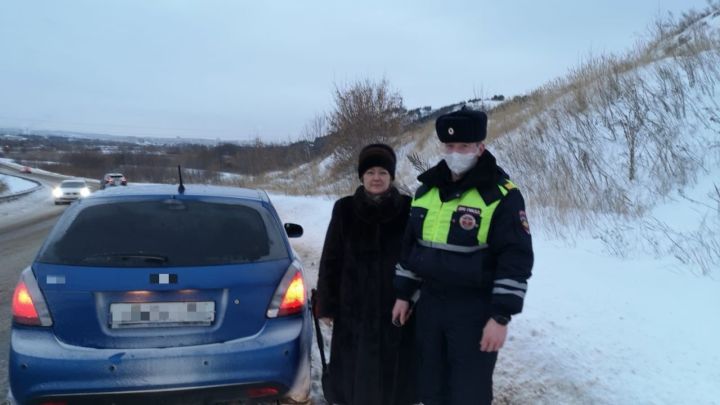 В Татарстане автоинспекторы помогли автоледи выбраться из снежного плена