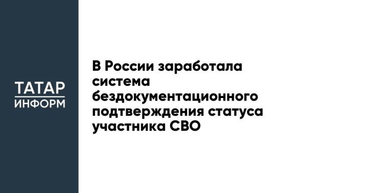 В России заработала система бездокументационного подтверждения статуса участника СВО
