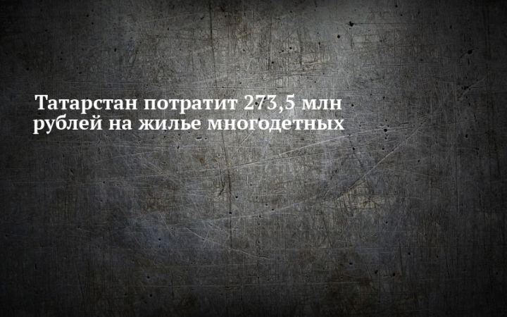 В Татарстане на улучшение жилья  многодетных семей в 2026 году выделят  273,5 млн рублей