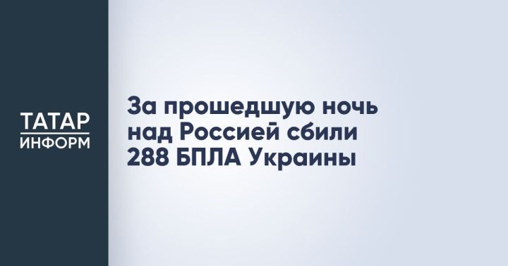 За прошедшую ночь над Россией сбили 288 БПЛА Украины