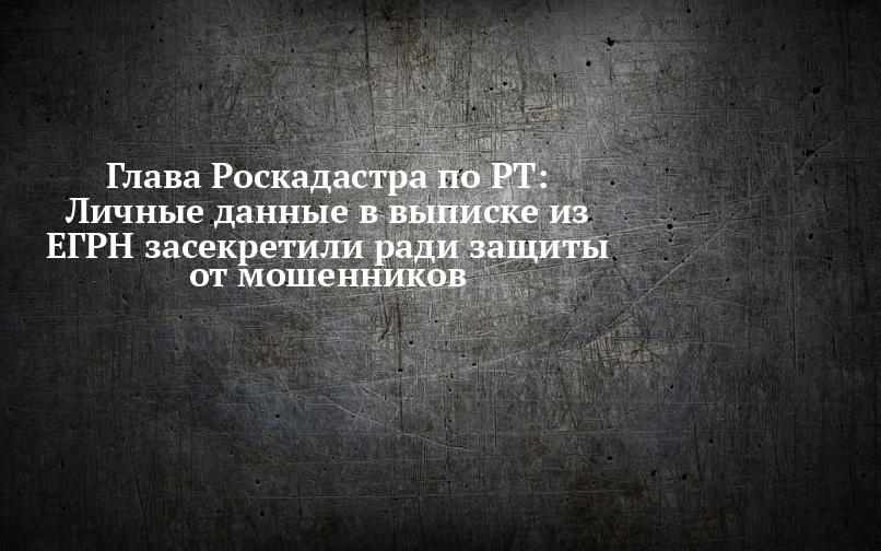 Глава Роскадастра по РТ: Личные данные в выписке из ЕГРН засекретили ради защиты от мошенников