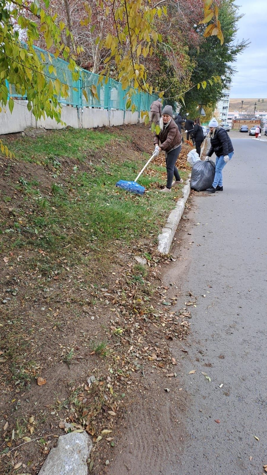 Сотрудники и родители детского сада приняли участие в совместной уборке территории