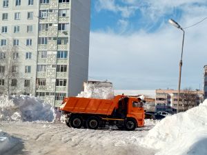 В Камских Полянах от снега расчищают улицы и дворы