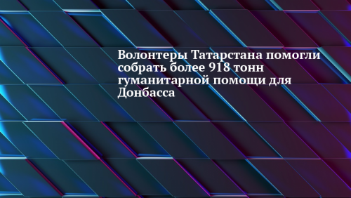 Волонтеры Татарстана помогли собрать более 918 тонн гуманитарной помощи для Донбасса