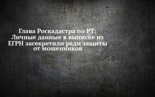 Глава Роскадастра по РТ: Личные данные в выписке из ЕГРН засекретили ради защиты от мошенников