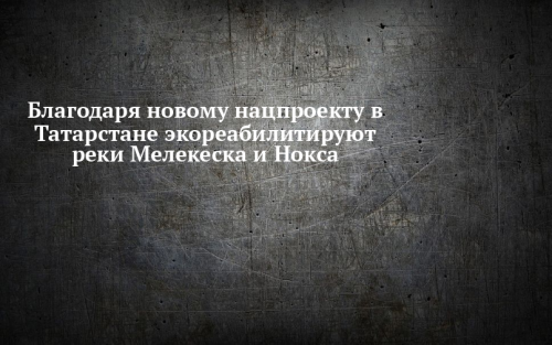 Благодаря новому нацпроекту в Татарстане экореабилитируют реки Мелекеска и Нокса