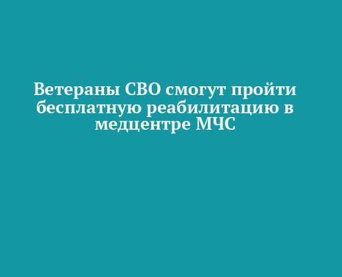Ветераны СВО смогут пройти бесплатную реабилитацию в медцентре МЧС Татарстана