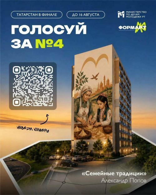 Жители Татарстана выбирают мурал «Семейные традиции» в финале конкурса «ФормАРТ»