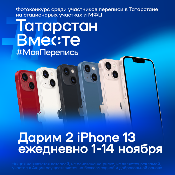 В Татарстане победители фотоконкурса среди участников переписи получат 28 айфонов
