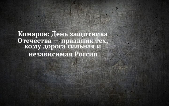 Комаров: 23 Февраля — праздник тех, кому дорога сильная и независимая Россия