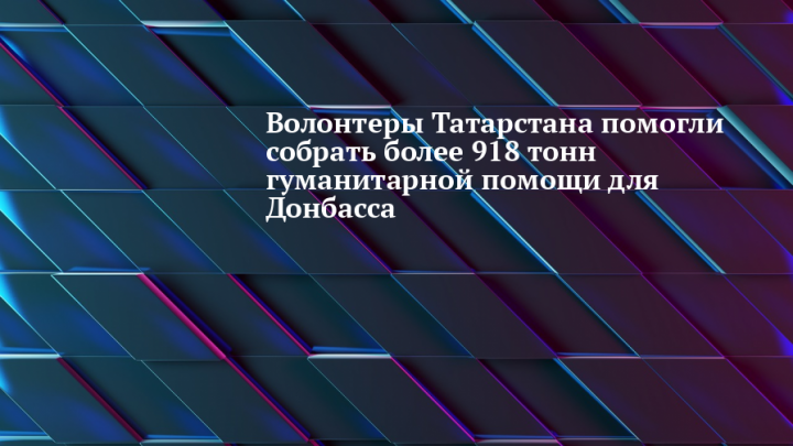 Волонтеры Татарстана помогли собрать более 918 тонн гуманитарной помощи для Донбасса