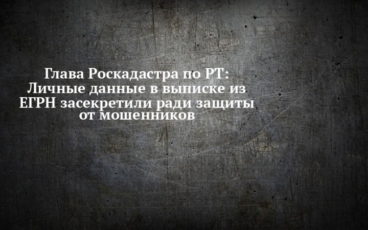 Глава Роскадастра по РТ: Личные данные в выписке из ЕГРН засекретили ради защиты от мошенников