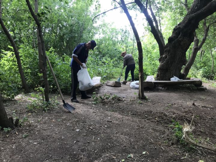 Жители дома-интерната навели порядок на одном из пунктов отдыха «Тропы здоровья»