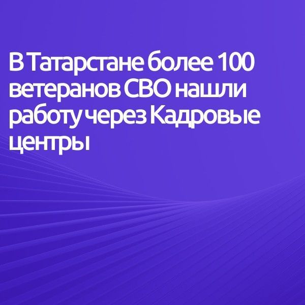 В Татарстане более 100 ветеранов СВО нашли работу через Кадровые центры